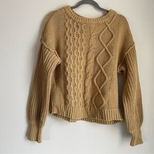 Free people camel cable knit sweater size XS